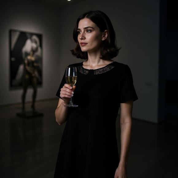 Marc Jacobs Black Wool Boucle Lace Mod Shift Dress Size S - Picture 10 of 10